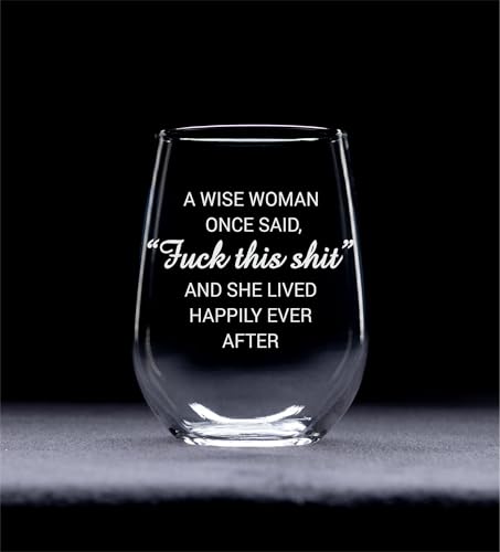C & M Personal Gifts "F*ck this sh*t" Stemless Wine Glass, Funny Christmas Gift for Women, Amazing Laser Engraved Tumble
