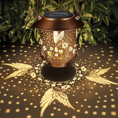 Solar Waterproof Metal Lantern for Outdoor Birthday Gifts Women Mom Grandma