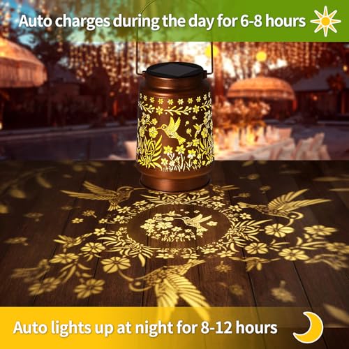 Hummingbird Outdoor Waterproof Solar Lanterns for Women Mom Birthday Gifts Patio Pathway Landscape Walkway Terrace Balco