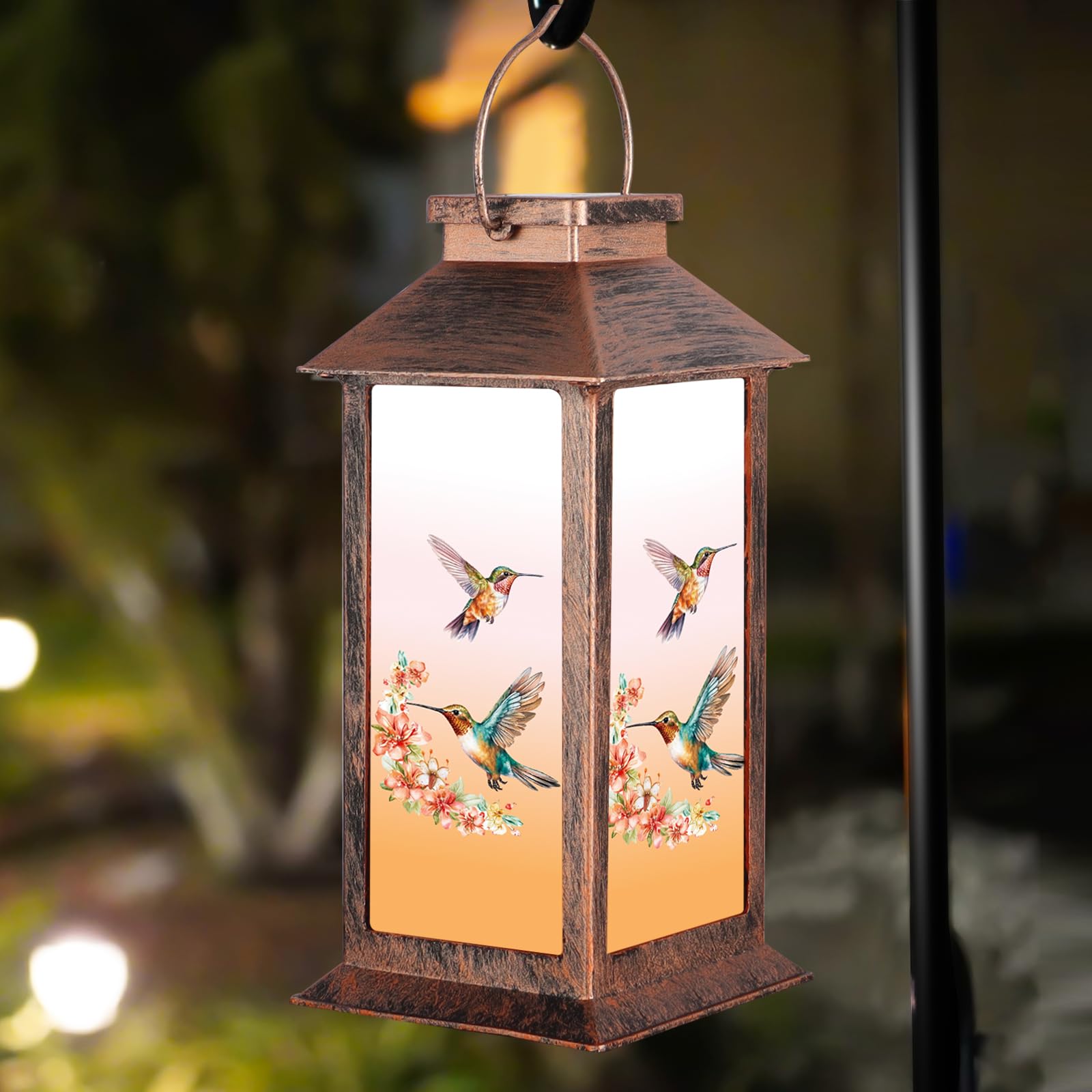 Solar Lantern Outdoor Waterproof Hummingbird Garden Decor for Women Birthday Gifts