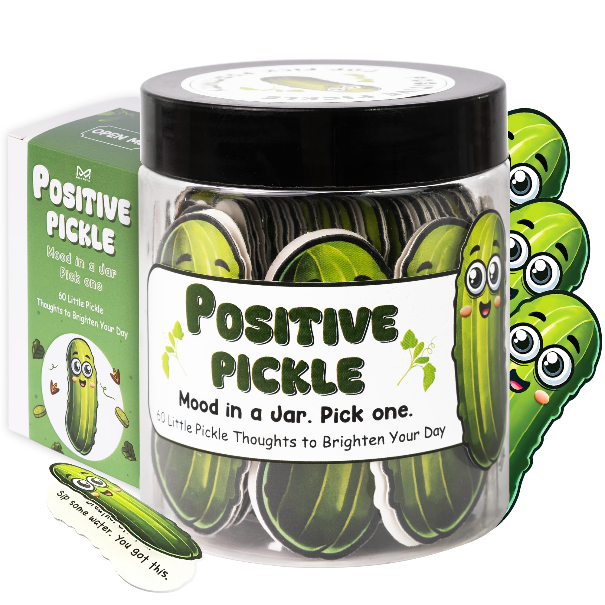 Emotional Support Pickle Jar Gifts for Women, 60 Positive Affirmation Cards, Inspiration Birthday Gift