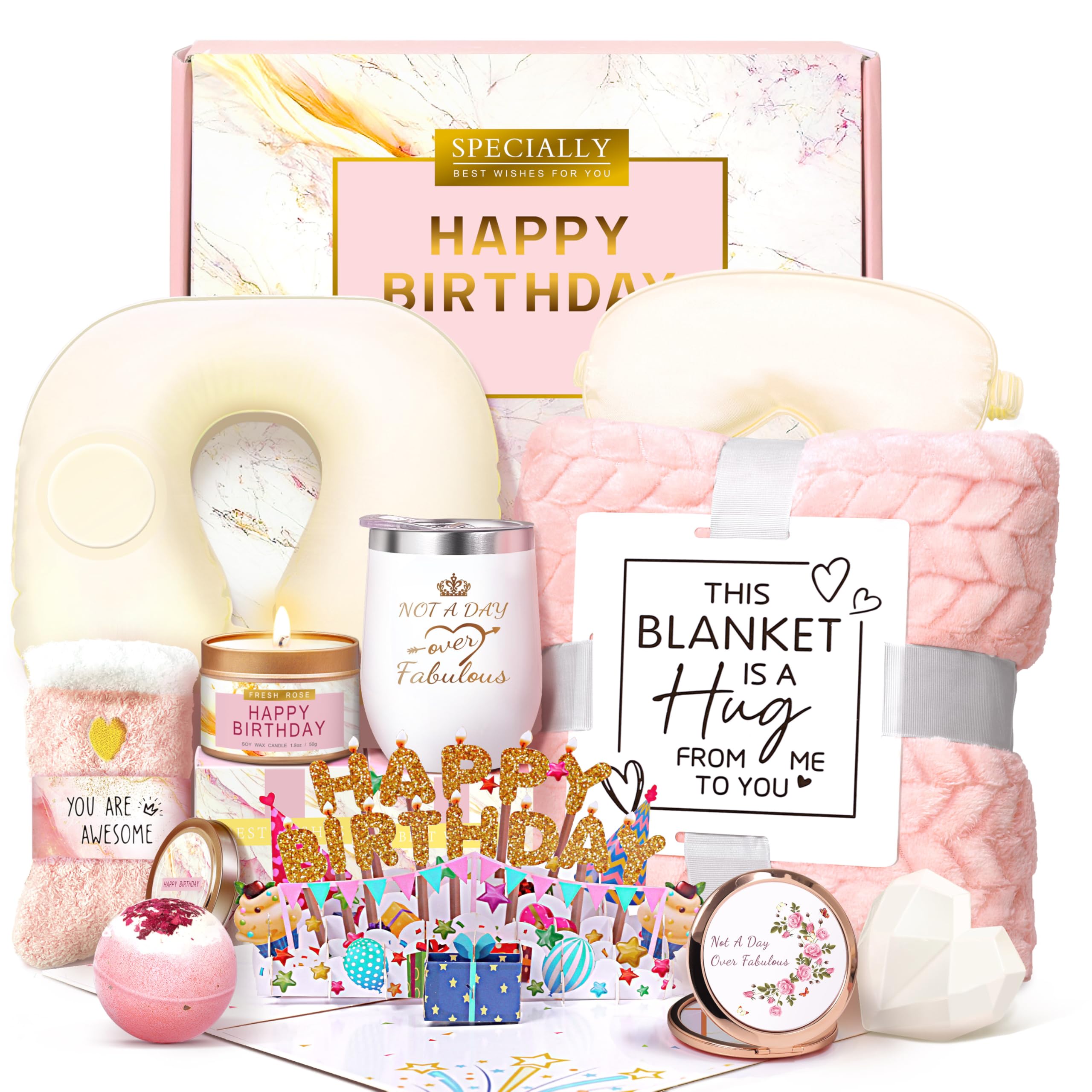 Unique Spa Birthday Gift Basket for Women - Happy Birthday Gifts for Her, Mom, Sister, Teacher, Girlfriend, Coworker, Wi